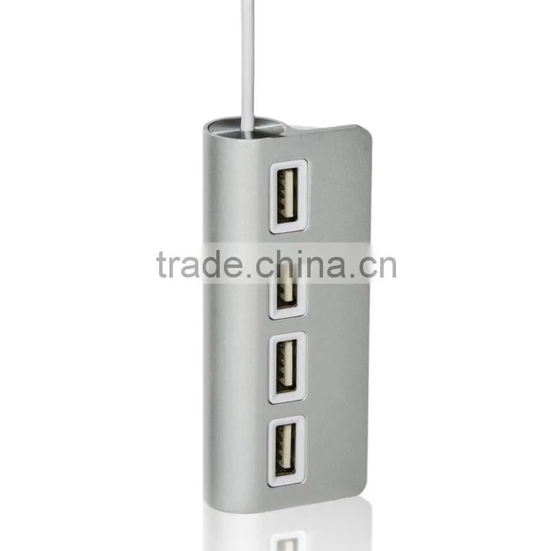Premium Aluminum 4 port USB hub 2.0 Hub for Mac MacBook Air Pro Ultrabooks,Microsoft Surface RT Laptops OEM SUPPORT