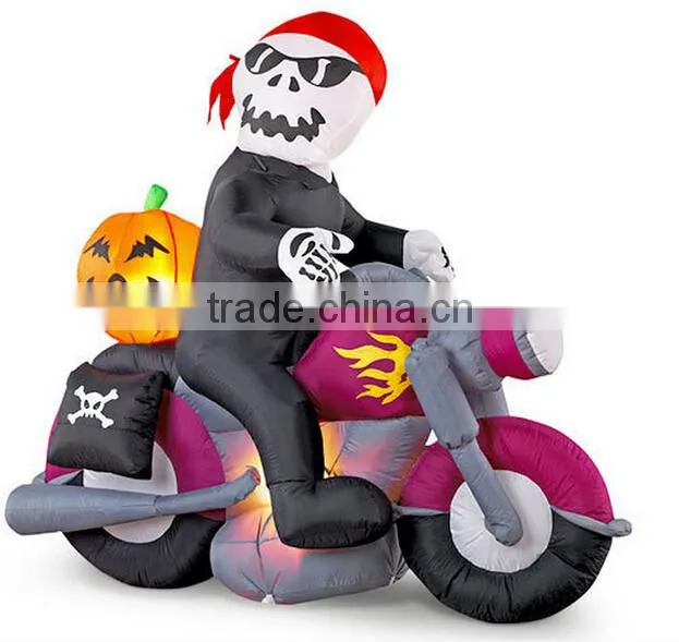 Halloween Inflatable Skeleton with Motorcycle