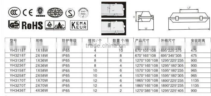 CE ROSH GS IP65 Tri-proof lighting