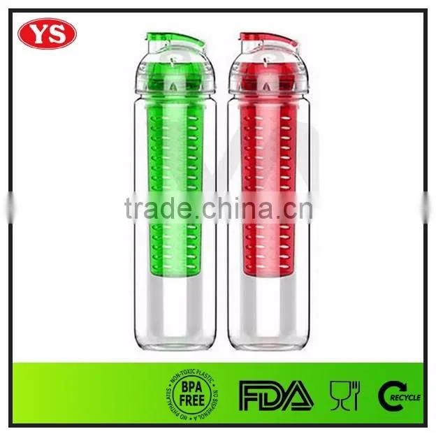 800ml bpa free reusable fruit infuser tritan water tumbler with lid
