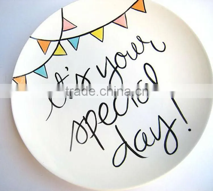 Wholesale 8.5" 10.5" personalized ceramic birthday plates for party,personalized plates