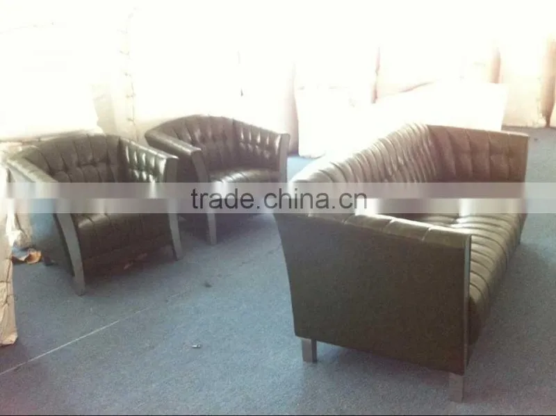 best selling european style office sofa 1+1+3 dark green color with stainless base G-319