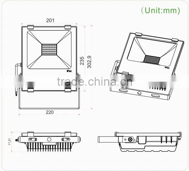 Shenzhen Supplier 50w led flood light IP66 rate, EMC3030,95lm/w, PF>0.95,ra>80,CB/GS/SAA, 5 years warranty