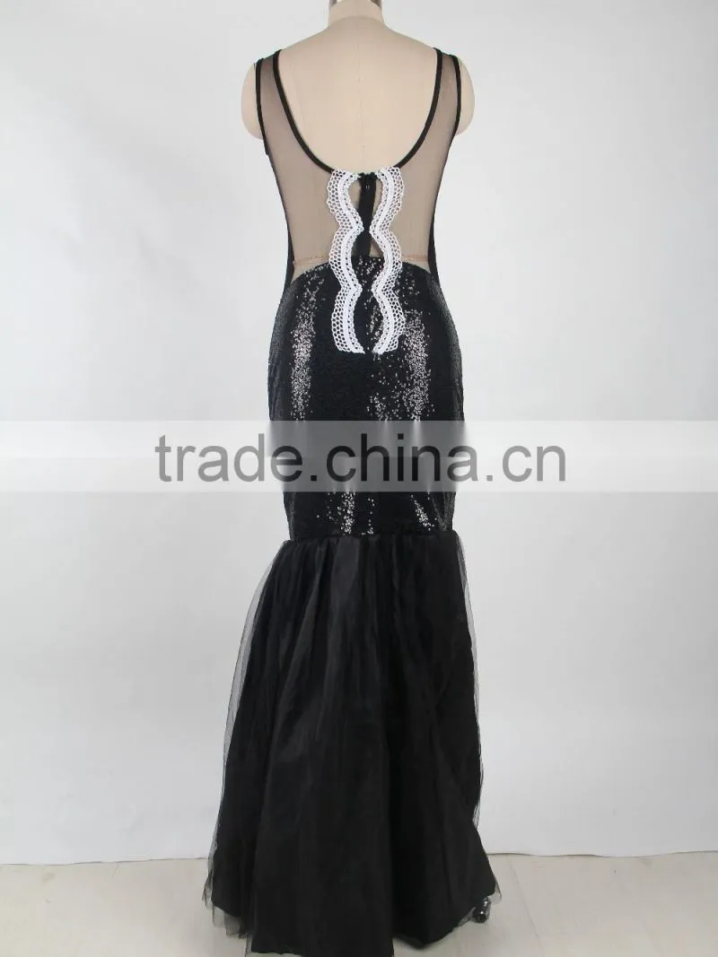 Hot wholesale long style evening dress with sequin sexy women full length party dress