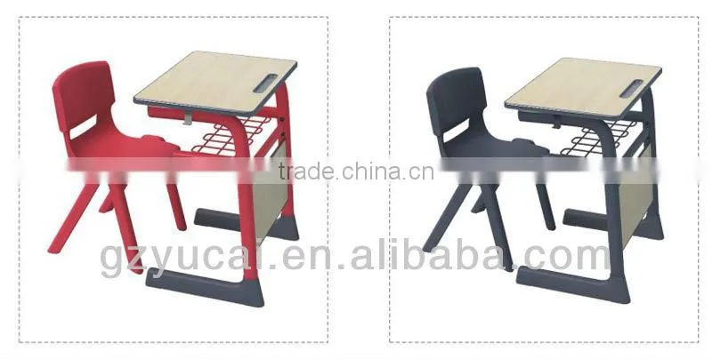 Single melamine board school desk with chairs