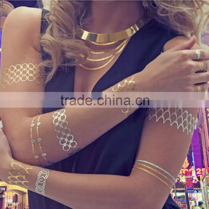 BSCI approved temporary tattoos gold jewelry sticker tattoos