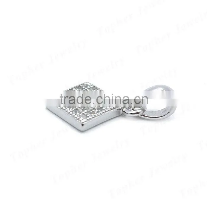 Wholesale gemstone 925 sterling silver square shape pendant
