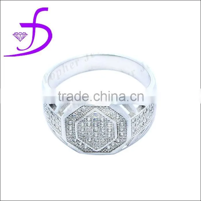 Wholesale 925 silver micro pave setting zircon men ring