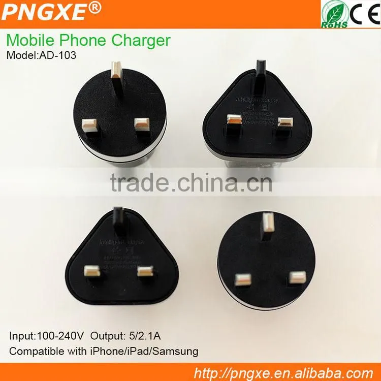PNGXE White Shell Dual USB Ports UK wall charger for android tablets AD-103