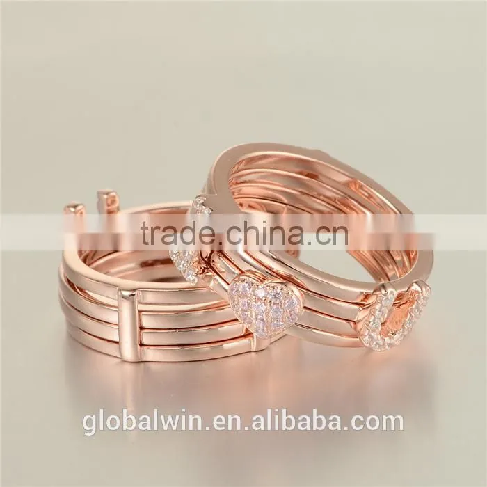 Latest Designs Gold Plated Finger Sex Letter I Love You Sterling Silver Ring With Clear Zircon