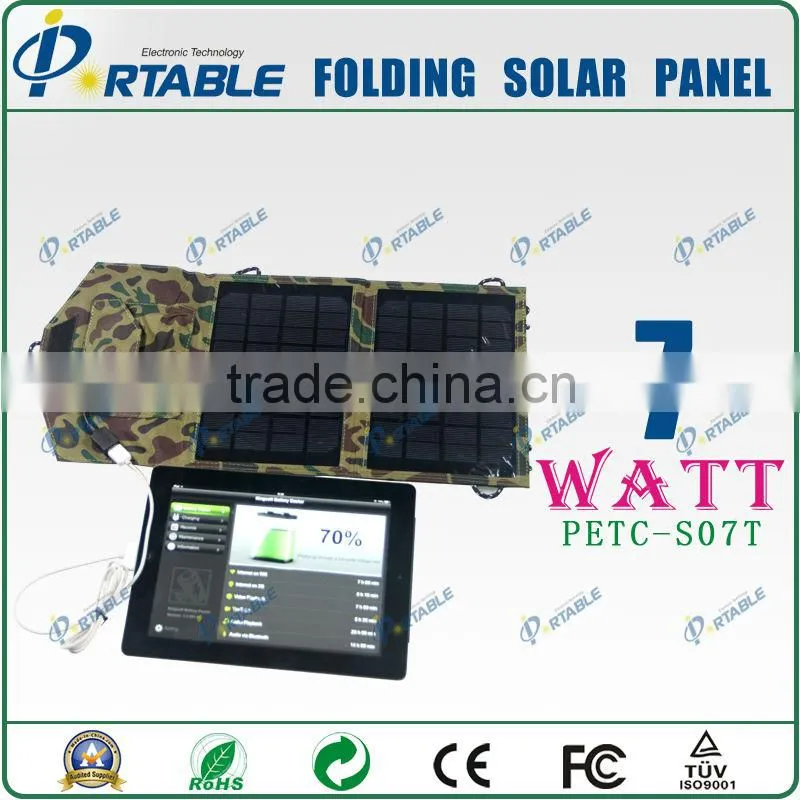 Foldable Fabric 7w Solar Charger PET Solar panel
