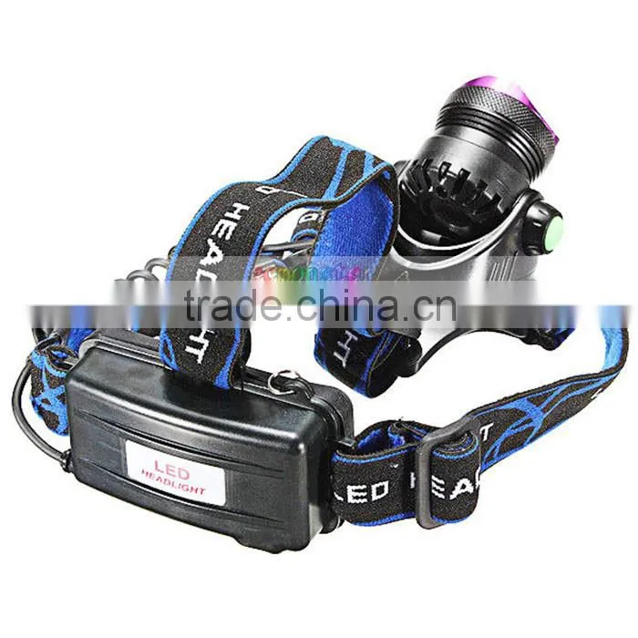 1-bulb 3 Modes Waterproof LED Headlamp LED Headlight Purple & Black