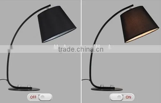 Modern Bow Shape Desk Lamp Metal Body With Fabric Lampshade Bedroom Study Room Living Room Table Lamp