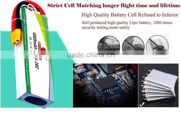 High rate and Hifh ppower lithium polymer battery 20c11.1v 4500mah