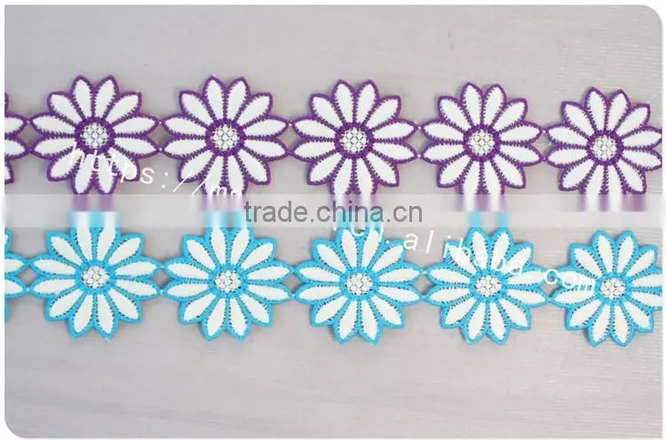 New arrival 5cm width polyester embroidery lace flower for dress
