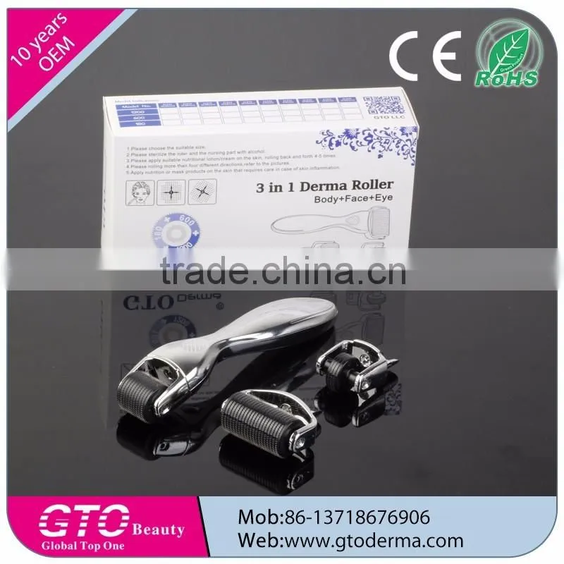 micro needle skin roller 180/600/1200 needles head dermaroller 3 in 1