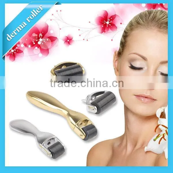 fine stainless steel micro needle derma roller 1200 needles medical grade derma roller golden/ sliver derma roller with CE