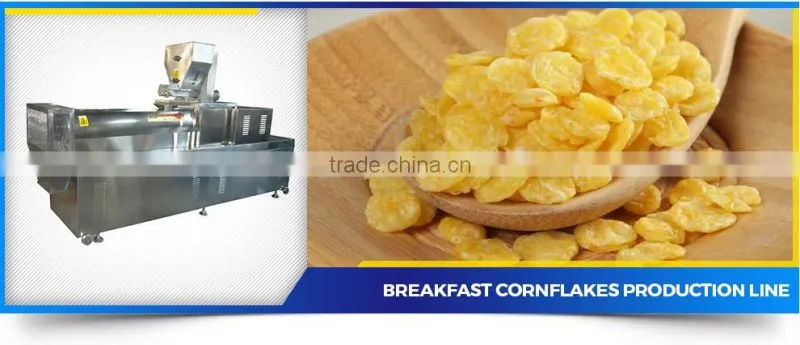 Extruded corn flakes and breakfast cereal making plant production line