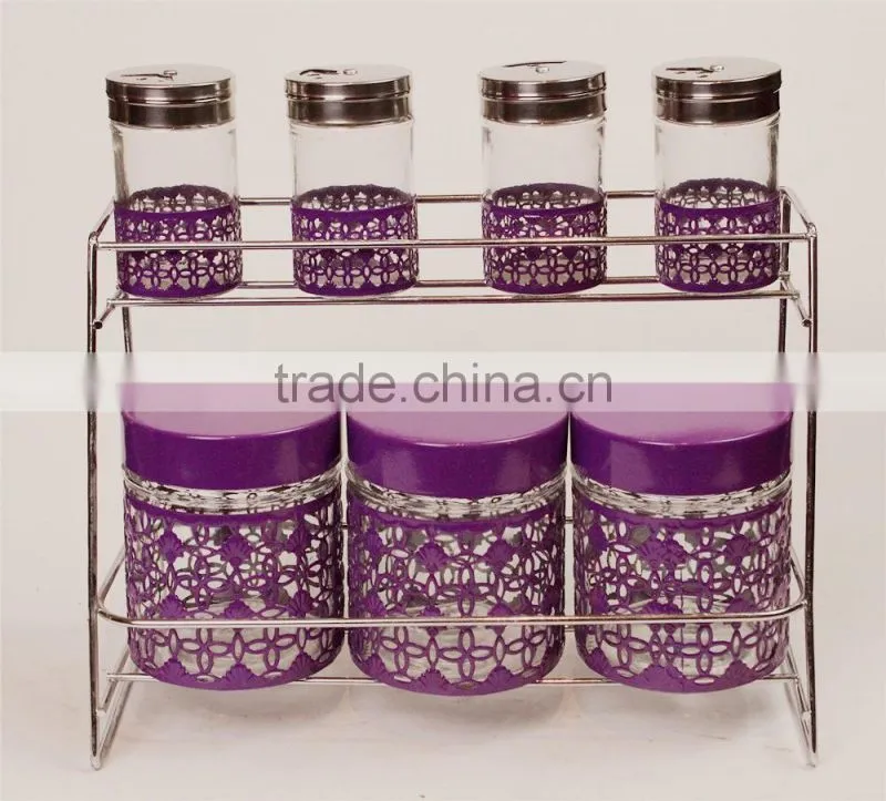 coat cover canister & spcie jar set with basket