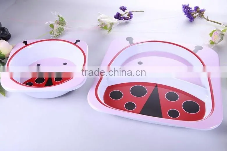 Cow design melamine dinner set for children , bowl and plate set for children, melamine dinner square set