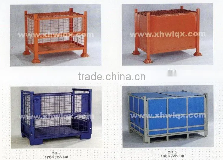 Folding steel mesh container/cage pallet