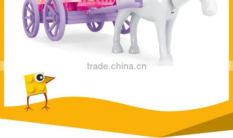 Plastic connecting princess horse carriage building blocks toys for kids educational