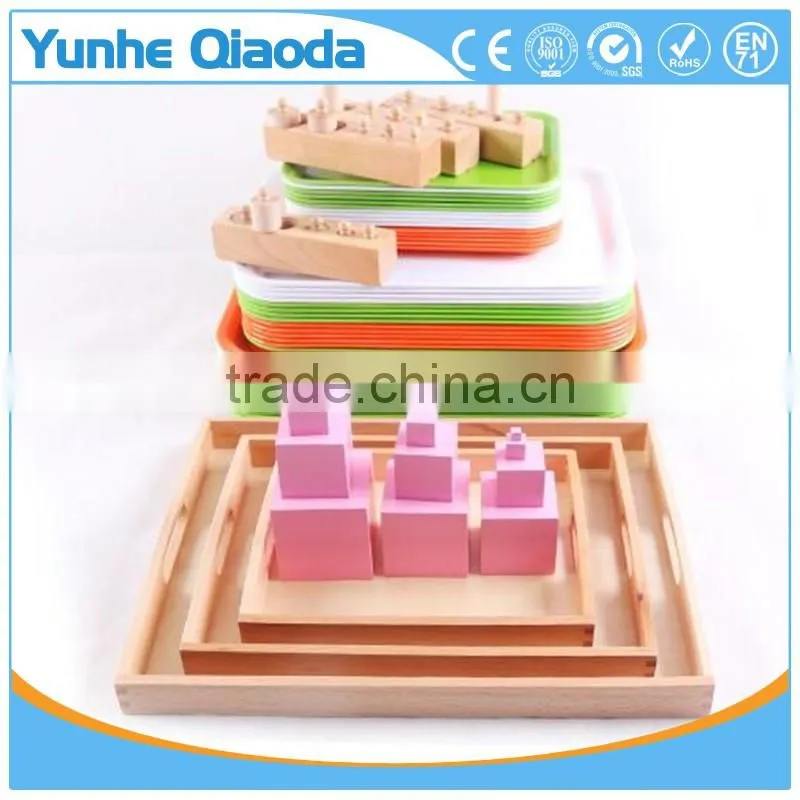Custom kindergarten Montessori teaching aids wooden serving tray