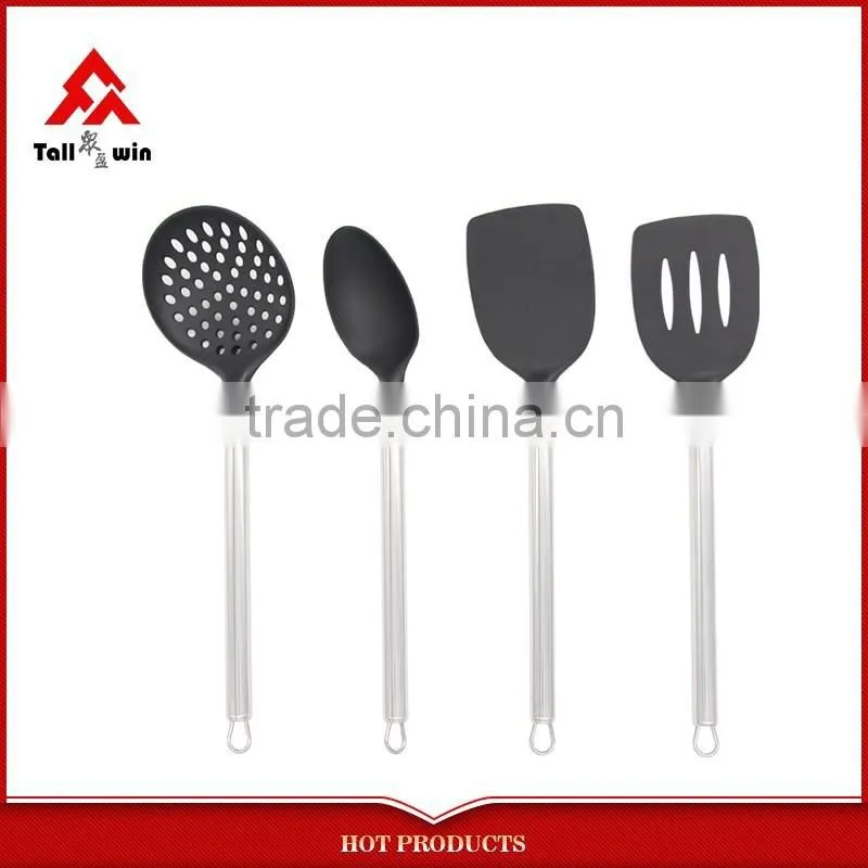 hot 4pcs stainless steel kitchen utensil with red pp handle food-grade kitchenware sets