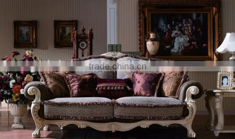 Luxury Spanish style wooden living room two-seat sofa