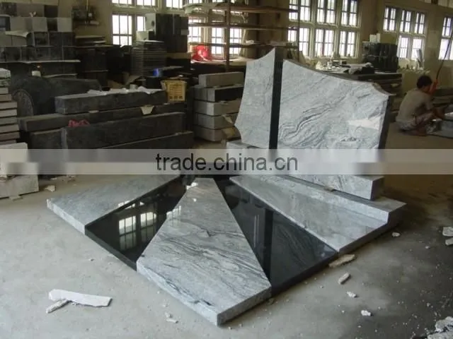 Grey granite tombstone plaques