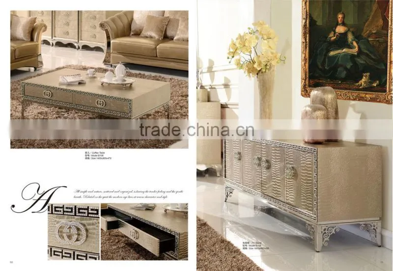 top one quality crocodile shape stainless steel coffee center table with chests