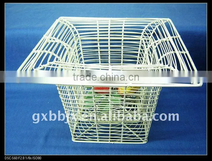 Square creamywhite metal wire storage stainless steel basket