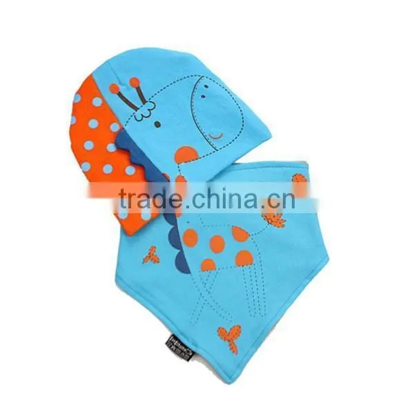 New Lovely Infants Triangle Scarf Bibs + 3D Giraffe Print Cotton Beanie Hats Caps