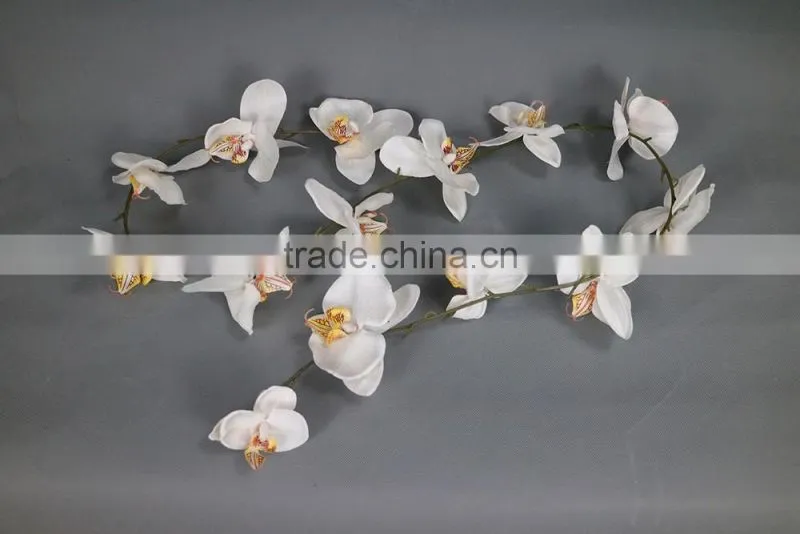 Artificial white orchid flower garland for window display