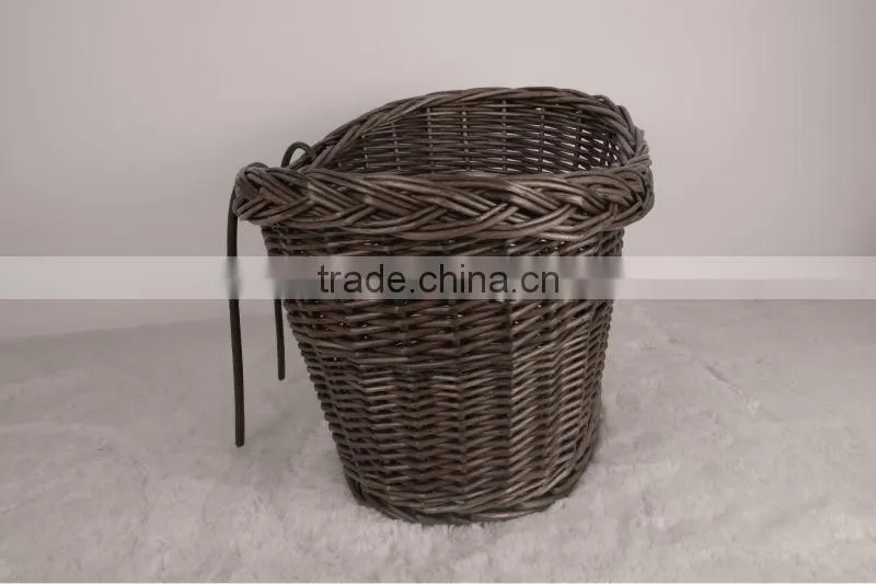 black round hand knitting wicker bicycle basket