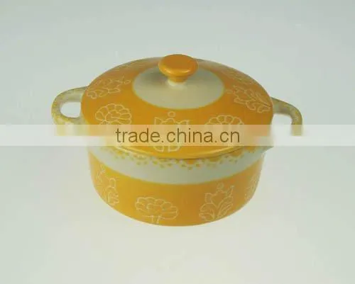 New design stoneware casserole handpainted flower