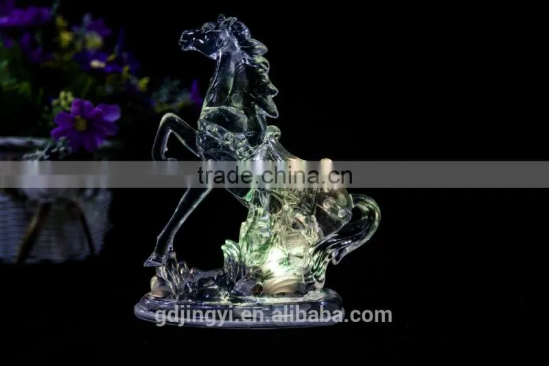 LED lighted plastic clear neighing horse indoor decoration