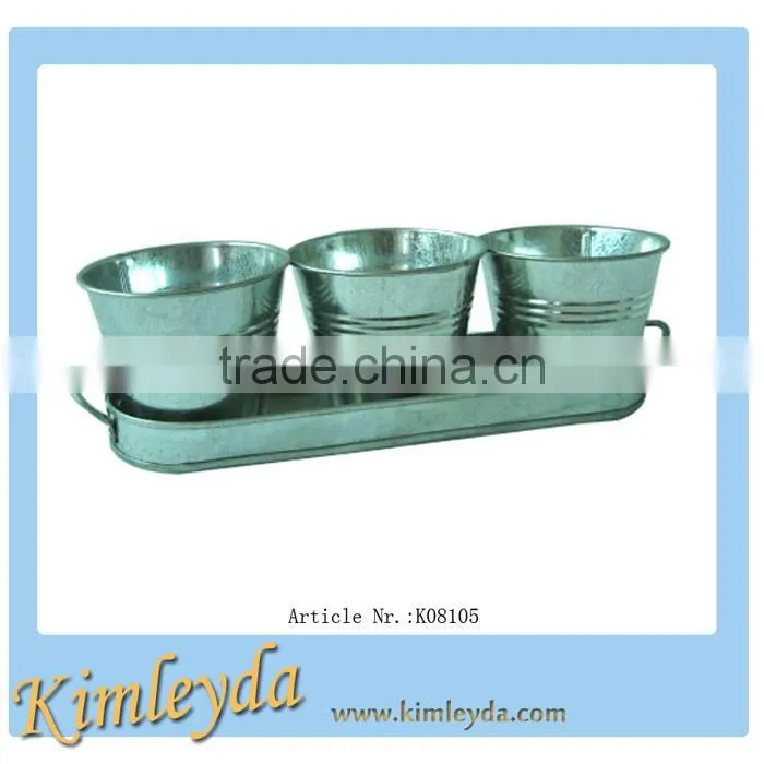 Set 3pcs of galvanized tin Indoor herb pot