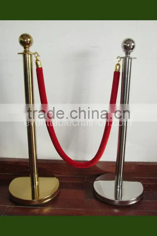 silver banquet hand railing Stanchions Chrome railing with Red ropes