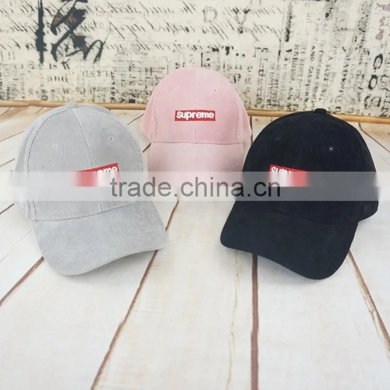 Corduroy Fabric Embroidery Patch Baseball Cap