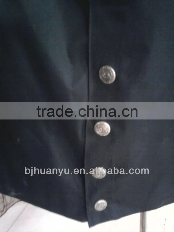 4 buttons black colour fur collar long work overalls for men