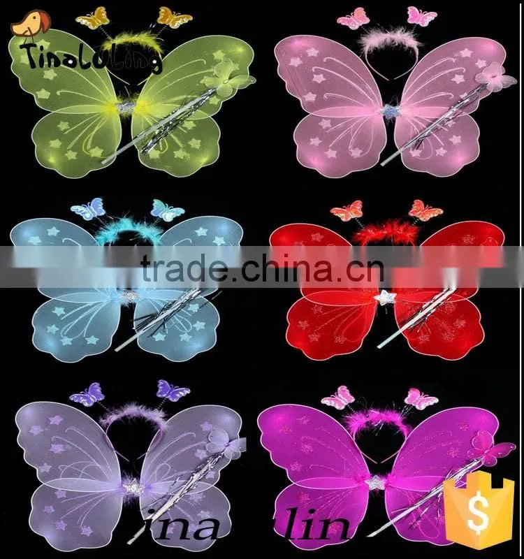 cheap single nylon butterfly fairy wings for party decorations
