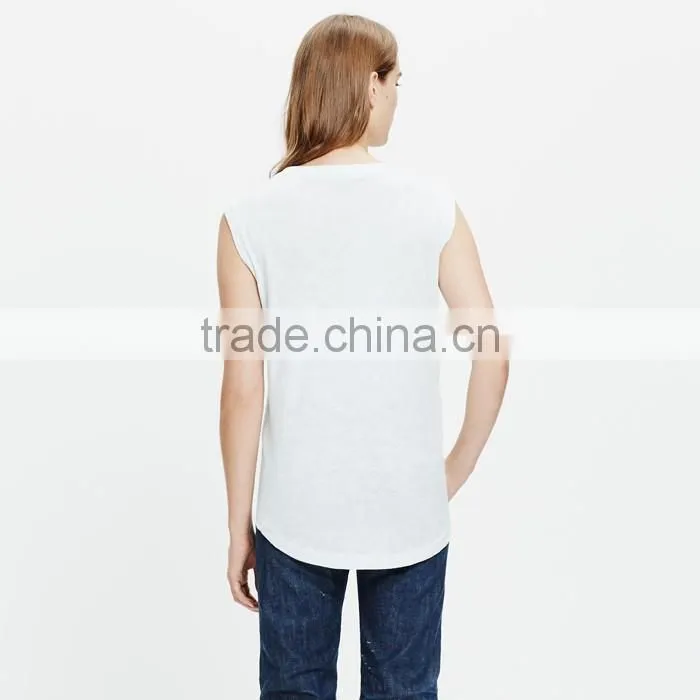 Slub white crewneck muscle wholesale tank top for women