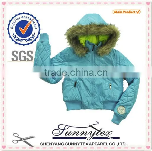 Sunnytex 2014 New Arrival Girls Fake Fur Hood Snow Jacket