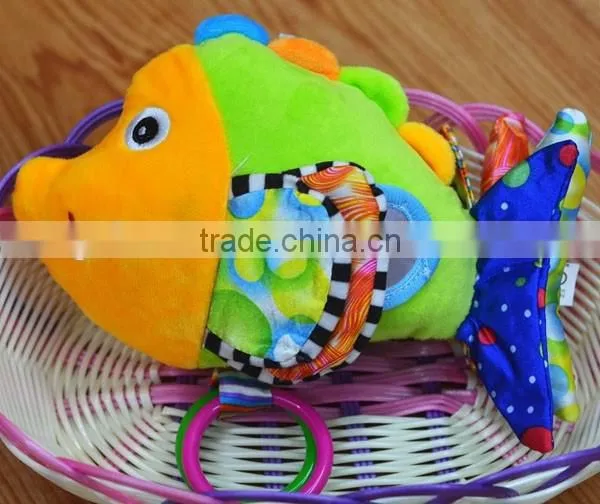 Colorful fish pressing musical Plush toys baby educational stuffed & plush toy baby gift