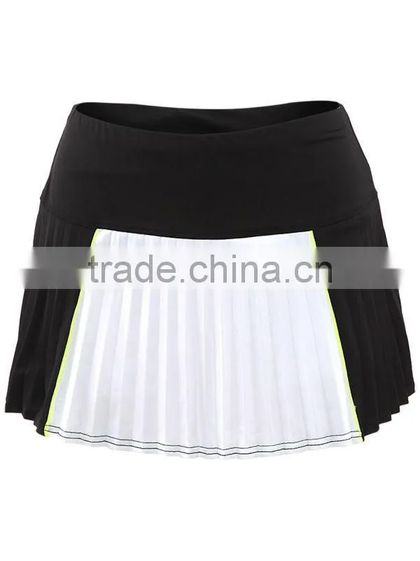 88% Polyester 12% Lycra Colorblocked Pleat Fashion Wrap Mini Tennis Skirt