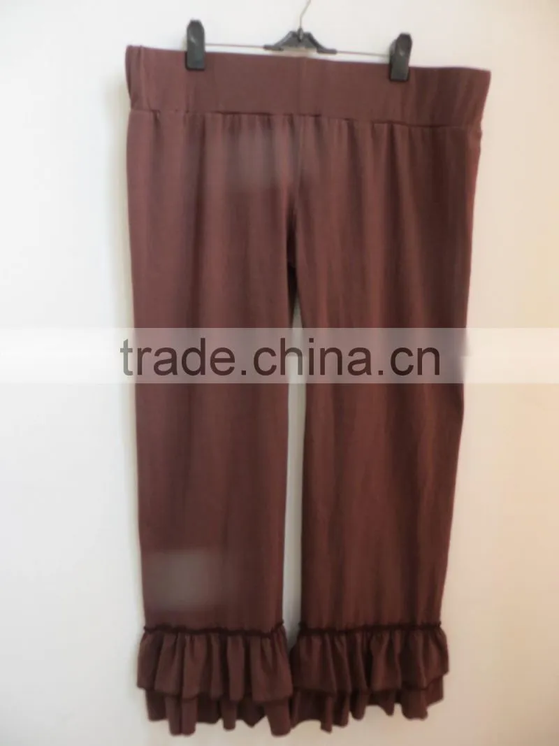 2015Hot Sale!Ladies Wear Garment Women Knit Cotton Pants Wholesale Ruffle Bottom Pants QL-204