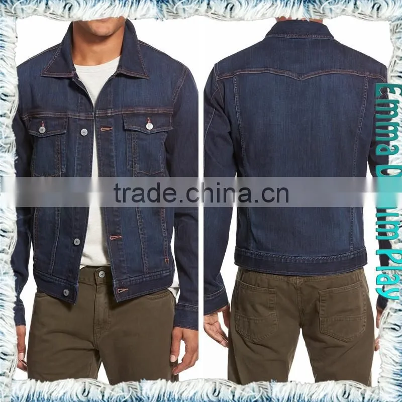 2016 Vogue Special Designer Mens Metal Copper Buttons Blue Denim Jackets Wholesale