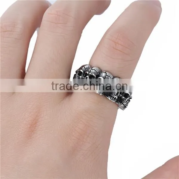Stainless Steel Unadjustable Rings Antique Silver Skull