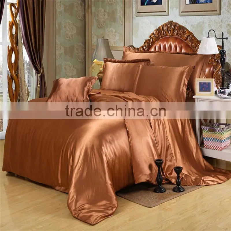 Ivory Color Silk Bedding Sets Twin Full Queen King Size Soft Bedcover Solid Color Duvet Cover Set